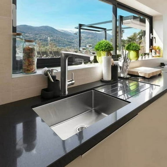 Houzer NOG-4150-1 31" x 18" Stainless Steel Undermount Large Single Bowl Kitchen Sink