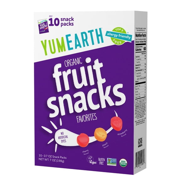 YumEarth Organic Fruit Snacks, Gluten Free, Shelf-Stable, 10 Ct Box