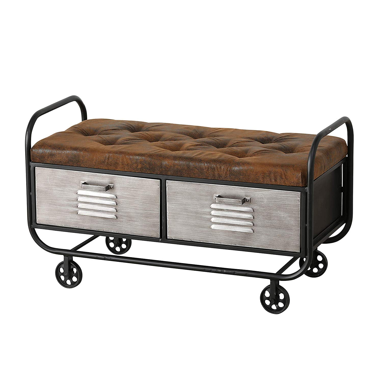 Urban Chic Cushion Top Storage Bench, Cozy Cushion Top, Faux Brown