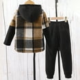 thumbnail image 3 of Boys Girls Sweatsuit Set 2 Piece Tween Fall Outfits Hoodie with Sweatpants Plaid Long Sleeve Pullover Sweatshirt Winter Outfits Set Boys Clothes 4T, 3 of 6