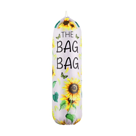 XIBUFE Sunflower Plastic Bag Holder For Kitchen Plastic Bag Organizer And Dispenser Wall Mount Plastic Bags With Self Adhesive Hooks Garbage Shopping Trash Bags Storage
