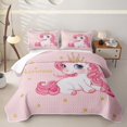 thumbnail image 2 of Erosebridal Stars Unicorn Print Twin Quilt Set for Girls, Cute Princess Style Twin Coverlet Set, 2-Piece, 2 of 7
