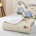 thumbnail image 4 of Manfei Chic Hydrangea Floral Quilt Full, Garden Flower Butterfly Full Bedspread Sets, Blush Pink Blue 3 Pieces, 1 Coverlet and 2 Pillowcases, 4 of 7