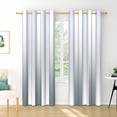 thumbnail image 2 of Nanqianyi Blue and Grey Stripe Ombre Blackout Curtains 42 X 96 Inch Length, Gradient Room Darkening Thermal Insulated Grommet Drapes for Bedroom, 2 Panels, 2 of 7