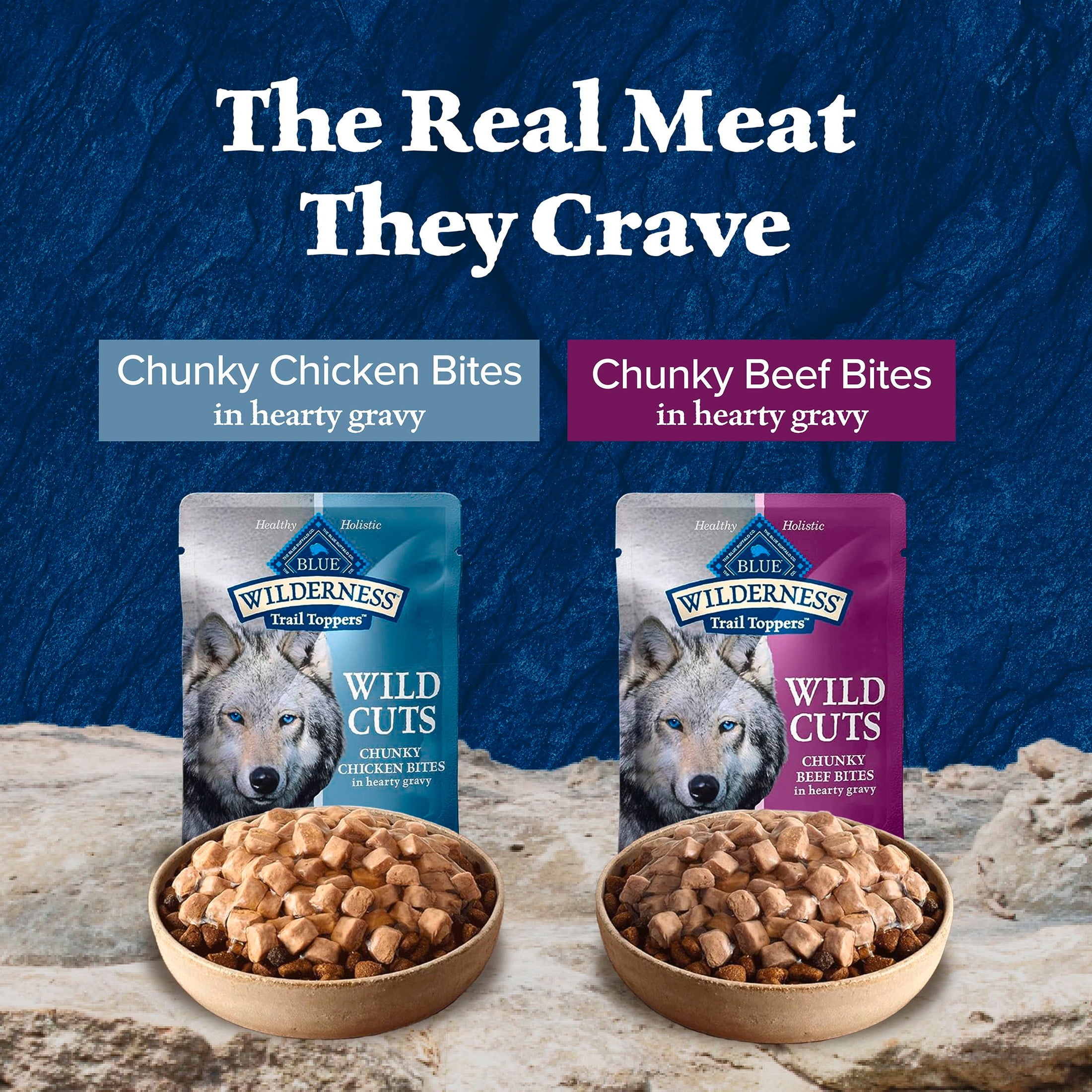 (6 pack) Blue Buffalo Wilderness Trail Toppers Wild Cuts Wet Dog Food, Chicken & Beef, 3oz (12 CT)