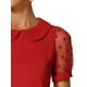 thumbnail image 5 of TOP INSPIRADOR CHIC para Mujeres con Cuello Peter Pan, Manga Puff de Malla, Blusa Vintage de Lunares XL Roja, 5 of 6