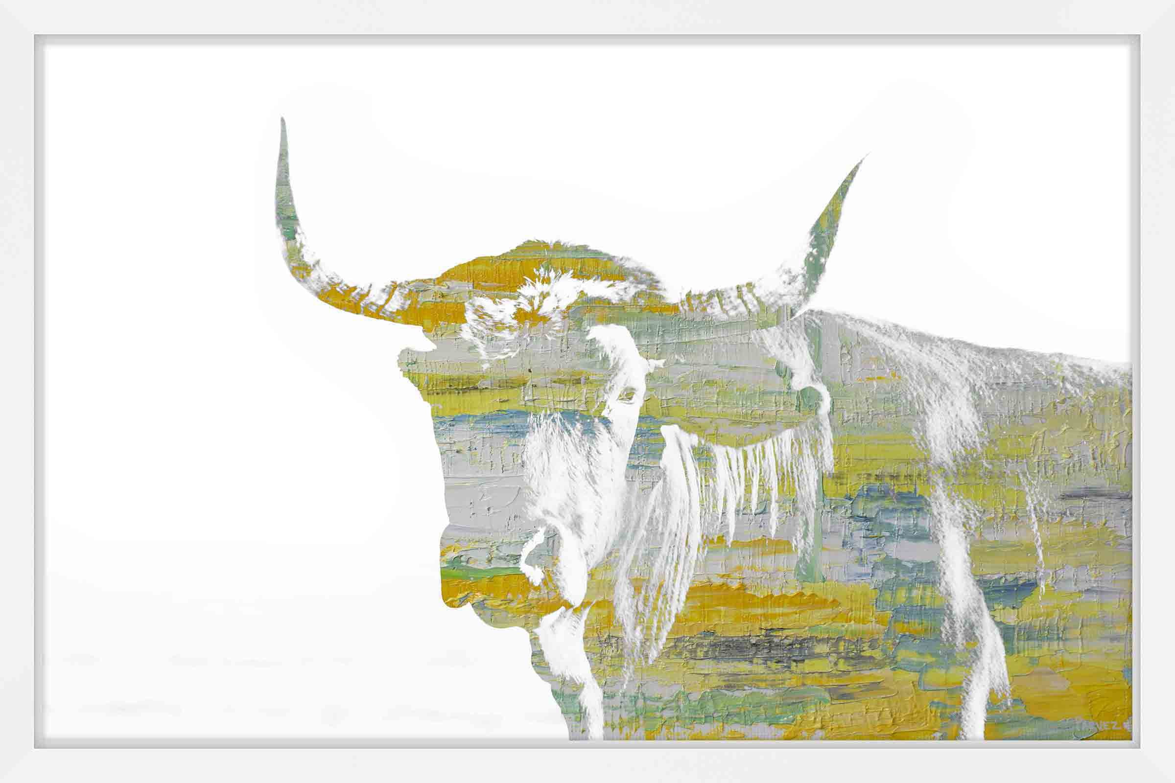 "Yellow Steer" Framed Painting Print