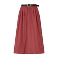 thumbnail image 2 of ClodeEU Women's Corduroy Elegant A Line Skirt ,Elastic Waist Boho Swing Pleated Midi Long Skirt Wine,Womens Plus L, 2 of 6