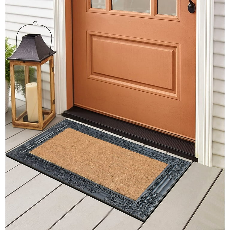 A1 Home Collections Natural Coir and Rubber Door Mat, 24x36, Thick Durable Doormats for Indoor Outdoor Entrance, Heavy Duty, Long Lasting, Front