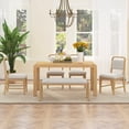 thumbnail image 5 of Harper & Bright Designs Vintage Extendable Dining Table Set for 6 with 4 Upholstered Chairs and Bench, Rustic Wire Brushed Kitchen Table Set with Curved Design for Kitchen, Natural, 5 of 19