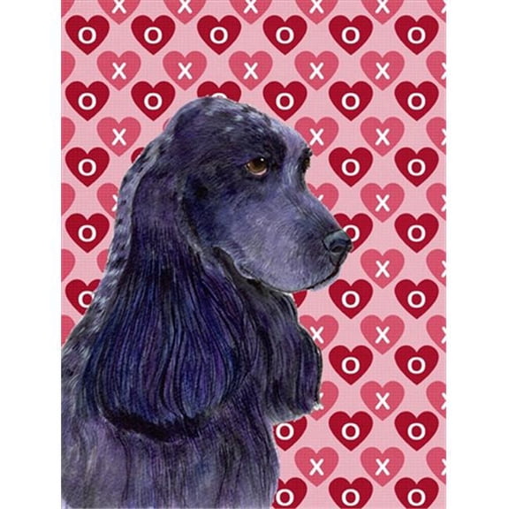 11 x 15 In. Black Cocker Spaniel Hearts Love Valentines Day Flag, Garden Size