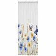 thumbnail image 5 of Butterflies Floral Door Curtains for Door Window, French Sidelight Front Back Door Curtains With Tieback, Country Plants Wildflower Leaves Kitchen Rod Pocket Drapes Panel, 25"x72", 5 of 6