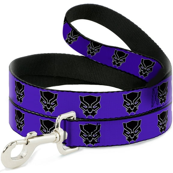 Marvel Comics Pet Leash, Dog Leash, Black Panther Avengers Icon Purple White Black, 4 Feet Long 0.5 Inch Wide