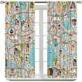 thumbnail image 5 of Kids Car Blackout Curtains,Cartoon Rustic Town Fun Car Road Camp Garden Print Blackout Rod Pocket Window Treatments Drapes for Bedroom Living Room Home Decor42x54in, 5 of 8