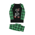 thumbnail image 6 of Acuteok Family Matching Christmas Pajamas, Elf Letter Print Long-Sleeved Tops + Plaid Pattern Trousers Glow at Night Sleepwear, 6 of 10