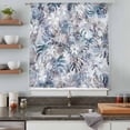 thumbnail image 4 of Palm Leaves Semi Sheer Curtains Drapes for Living Room,Bedroom,French Doors Window 72 Inches Long,Spring Tropical Leaf Botanical Vintage Blue Rod Pocket Chiffon Curtain Drapery Voile Draperies Panel, 4 of 8