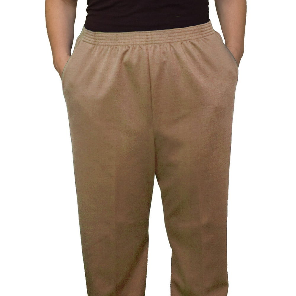 Silvert's - Silverts Women Knit Elastic Waist Pant, 10 Petite, Taupe - Walmart.com - Walmart.com