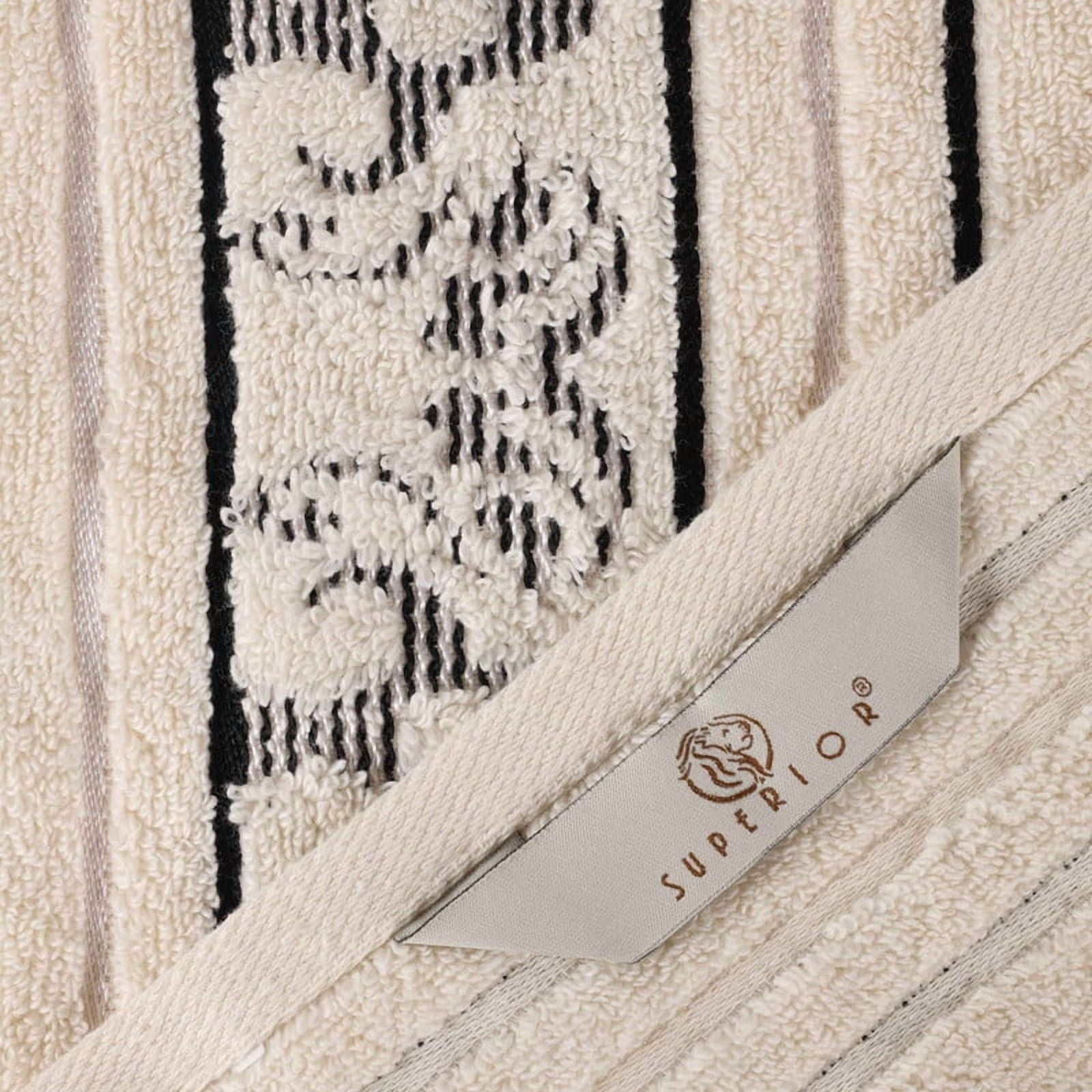Superior Sadie Zero Twist Cotton Floral Bath Sheet Set of 2, Ivory
