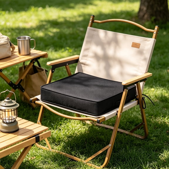 Waterproof Outdoor Seat Cushion 15x15x1.9in Patio Chair Pad Thick Sponge Garden Sofa Cushion with Removable Zippered Cover and Ties Sun Resistant Fabric for Balcony, Terrace, Porch