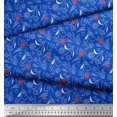 thumbnail image 3 of Soimoi Blue Poly Georgette Fabric Leaves & Floral Hand Drawn Decor Fabric Printed Yard 52 Inch Wide, 3 of 3