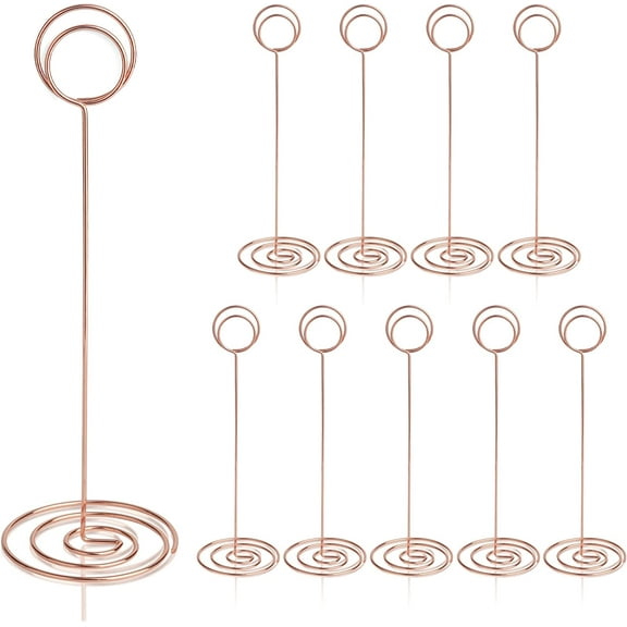 Table Number Holders 10 Pieces - 8.75 Inch Place Card Holder Tall Table Number Stands for Weddings, Parties, Graduations, Receptions, Restaurants, Home Decor, Office Memos (Rose Gold)