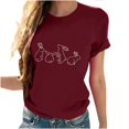 thumbnail image 3 of Tops de Cuello Alto para las Mujeres Amante Impreso Camiseta Cuello Redondo Manga Corta, Poliéster Spandex, 3 of 7