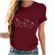 thumbnail image 4 of Tops de Cuello Alto para las Mujeres Amante Impreso Camiseta Cuello Redondo Manga Corta, Poliéster Spandex, 4 of 7