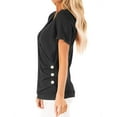 thumbnail image 4 of DNAKEN Women Short Sleeve Crossed Surplice Button Tops 1, 4 of 6