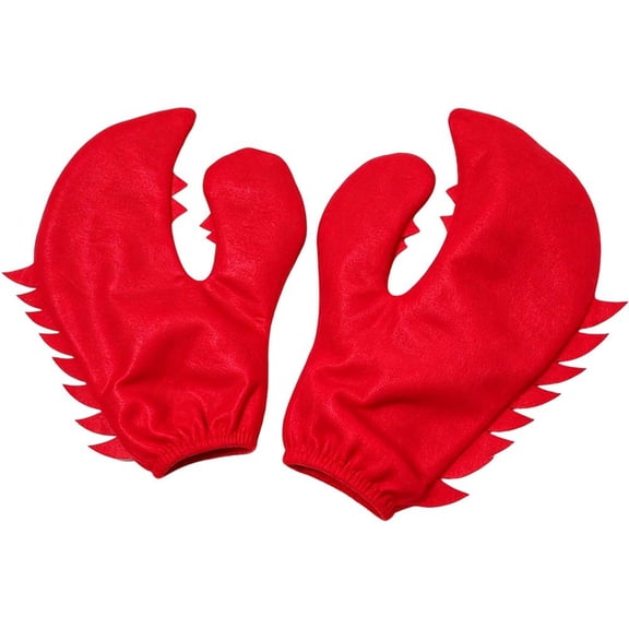 Byfri Red Crab Claws Novelty Gloves 23cm Polyester Animal Handwear for Themed Parties
