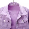 thumbnail image 5 of TiaoBug Women's 3/4 Sleeve Denim Jacket Lapel Button Down Cropped Jean Trucker Jacket With Pockets Purple 4XL, 5 of 6