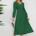thumbnail image 3 of Hvot&aat Women's Elegant V Neck Midi Dress with Belt 2025 Fall Long Sleeve Evening Party Cocktail Dresses for Wedding Guests, 3 of 6