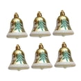 thumbnail image 2 of kusrkot 6 Pieces 2.7inch Christmas Tree Bells Pendants Decorative Props for Weddings Golden, 2 of 9