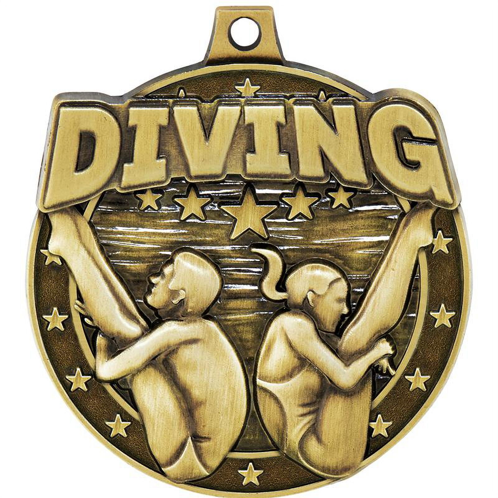 Diving Male/Female Medals, 2" Gold Diecast Diving Male/Female Medal Award 5 Pack