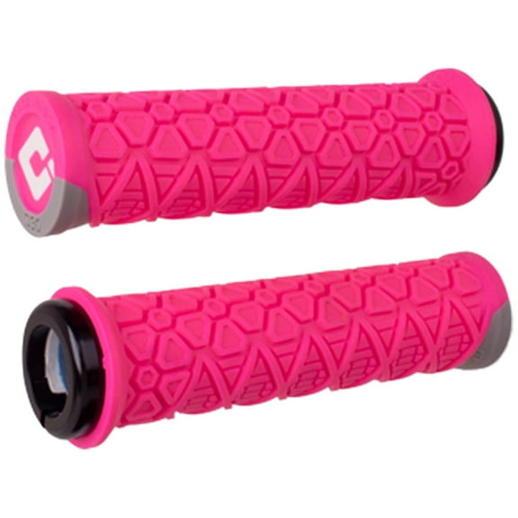 ODI Vanquish Grips - Pink/Gray, Lock-On