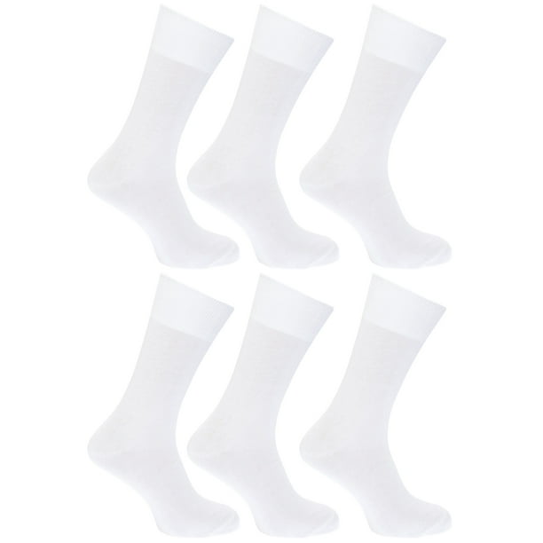 FLOSO Mens Plain 100% Cotton Socks (Pack Of 6)