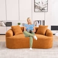 thumbnail image 2 of Orange Sofa with 3 Pillows | Ideal for Living Room Decor | Benefit from Breathable, Non-staining Chenille, 2 of 5