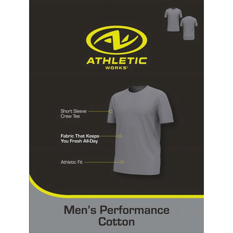 Athletic Works Performance Cotton Crew T-Shirt Set, 3-Pack photo 7