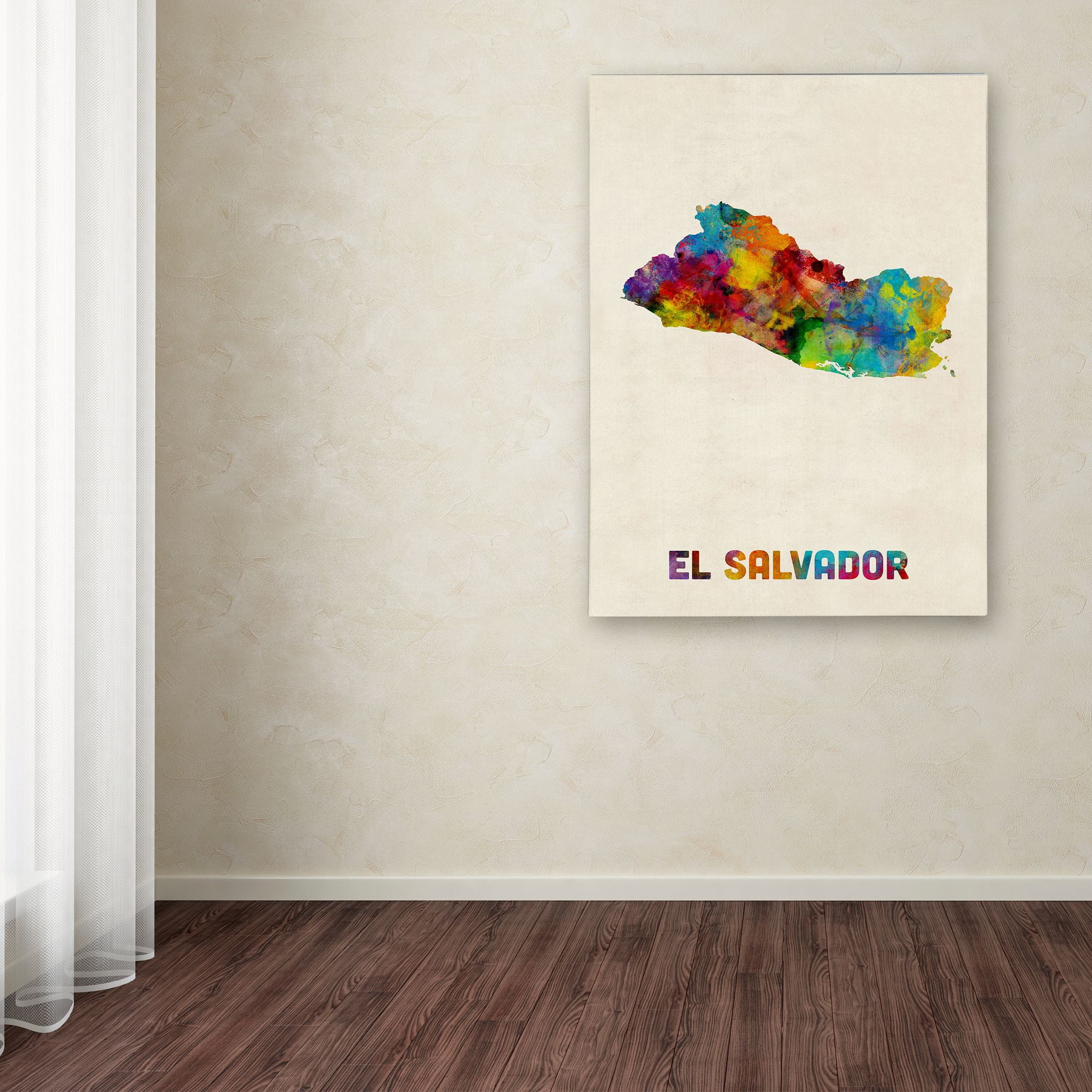 Trademark Fine Art "El Salvador Watercolor Map" Canvas Art by Michael Tompsett