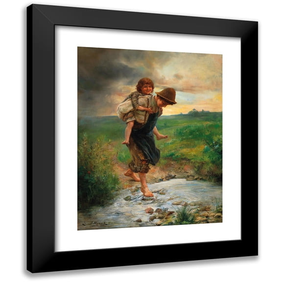 Ernst Nowak 12x14 Black Modern Framed Museum Art Print Titled - Piggyback