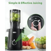 Juicer Machine with 4.35 Wide Mouth, Aeitto Cold Press Juicer Machine for Fruits and Vegetables, Slow Masticating Juicer Whole Fruit Juice Maker, High Juice Yield, Easy to Clean with Brush, Coal