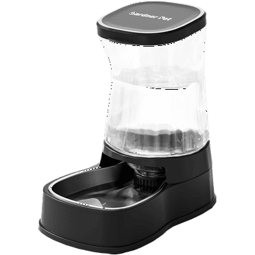 Gardner Pet Cat&Dog Waterer - Automatic Gravity Feeding - 1 Gallon - Stainless Steel Bowl - Black