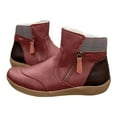 thumbnail image 3 of Women's Vintage Short Ankle Boots 2025 Arch Support Casual Leather Booties No Heel Fall Winter Slip on Flat Walking Shoes, 3 of 4