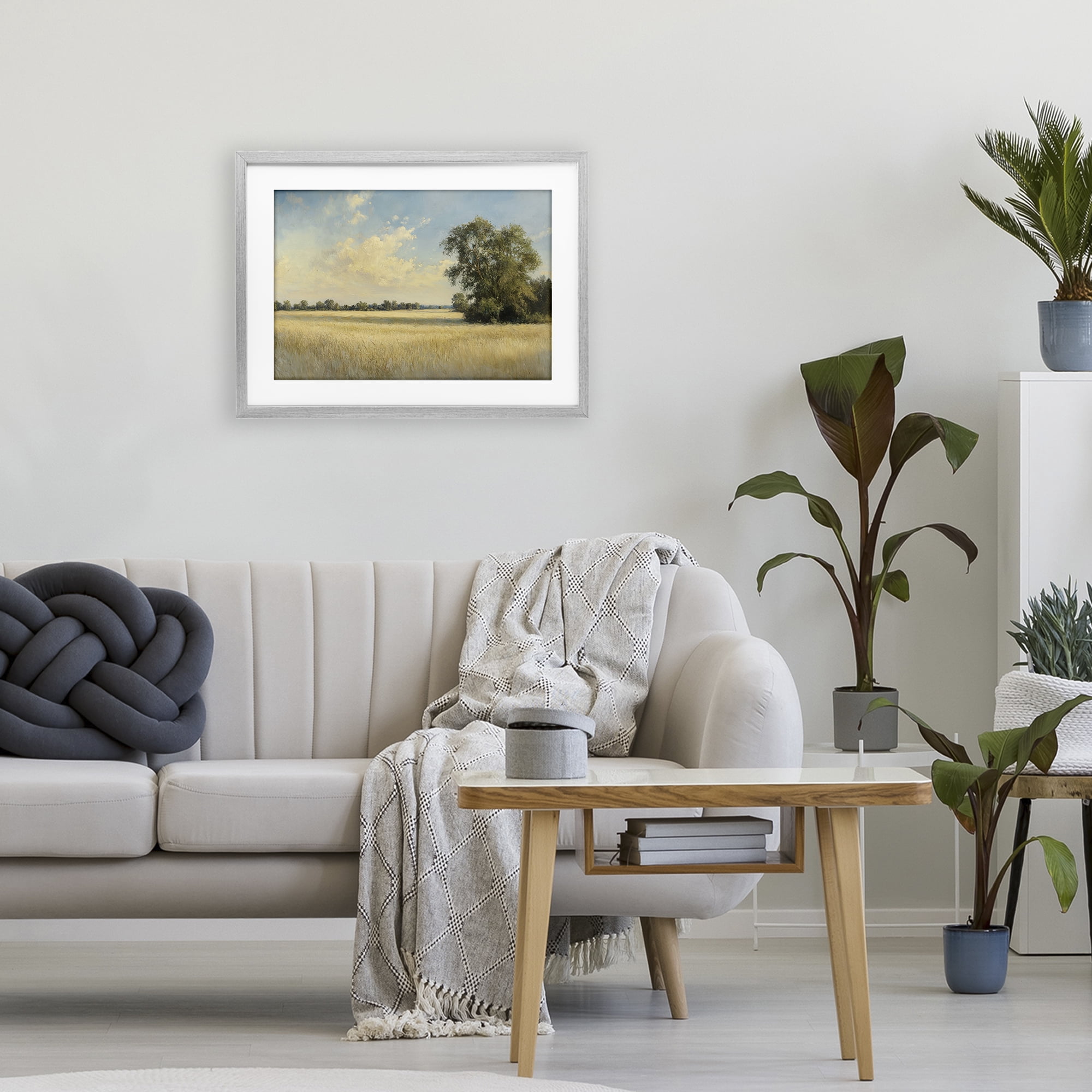 Stupell Industries Serene Wheat Field at Noon Gray Framed Print Under Glass, design by Petal Prints Design
