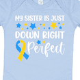 thumbnail image 4 of Inktastic My Sister is Just Down Right Perfect Down Syndrome Awareness Ribbon Boys or Girls Baby Bodysuit, 4 of 5