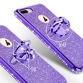 thumbnail image 4 of Apple Apple iPhone SE 2020/iPhone 8/iPhone 7 Case,Glitter Cute Phone Case Girls Kickstand,Bling Diamond- Bumper Ring Stand Sparkly - Purple, 4 of 5