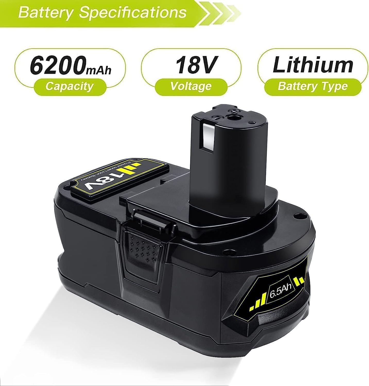 BOTKK Replacement for Ryobi 18V Battery One Plus P102 P103 P104 P105 P107 P108 P109 P190 P122 18V ONE+ Batteries 6.2Ah 2 Packs