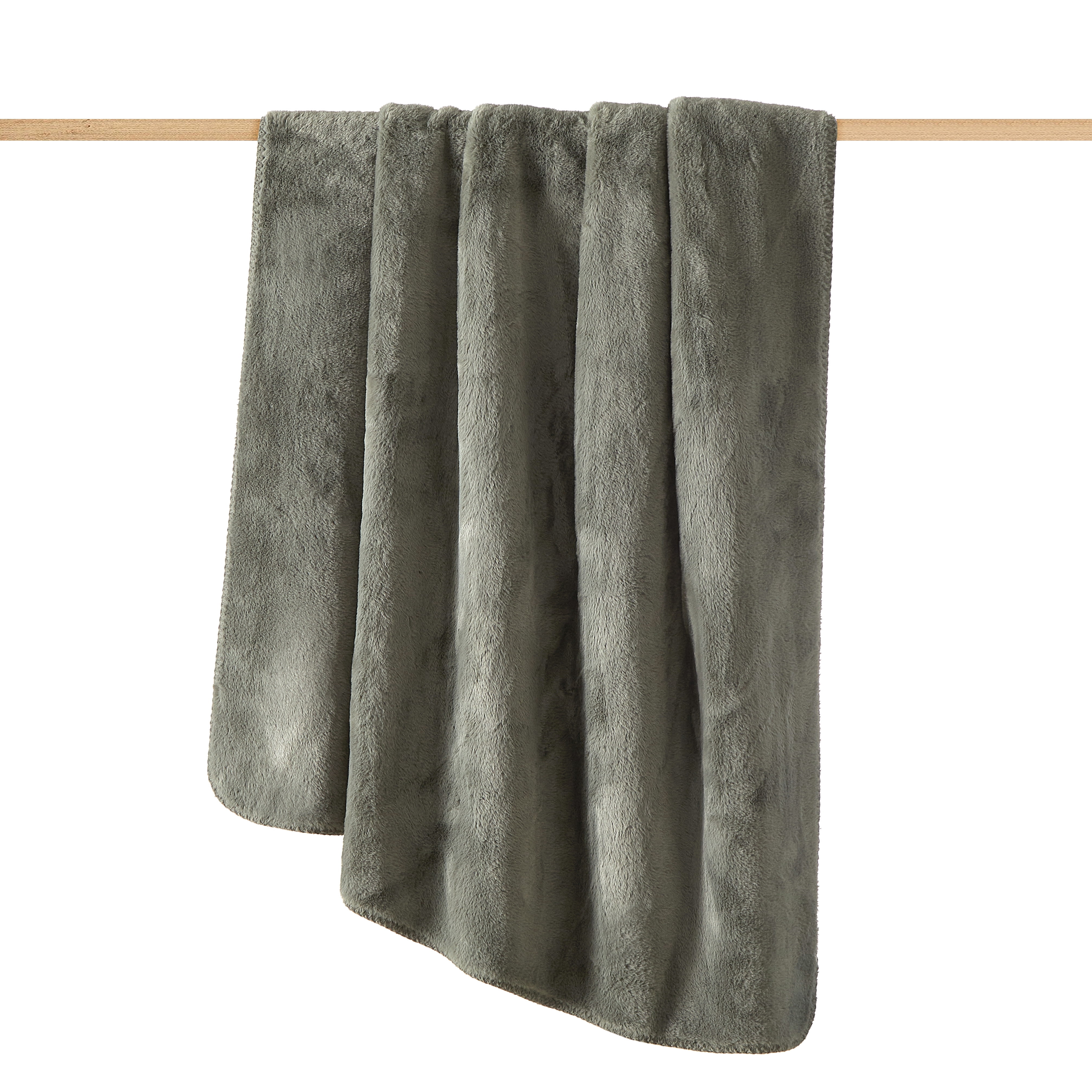 Cozy Haven Luxury Reversible Faux Fur to Plush Oversized Couch Throw Blanket, Green, 50 x 72 in