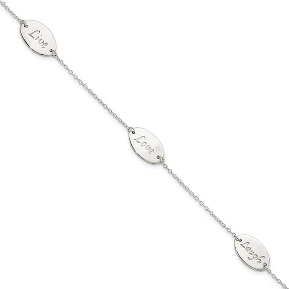 Sterling Silver Polished Live Laugh Love 7.5" Bracelet