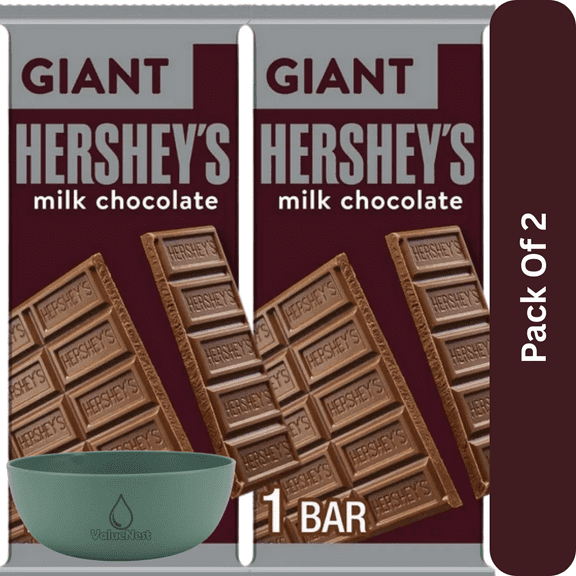 Hershey's Milk Chocolate Giant Candy,25 Pieces, Bar 7.56 oz, With Olive Green Bowl By ValueNest
