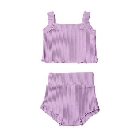 

Baby Clothes Set Suspenders Solid Crop Tops Short Toddler Outfits